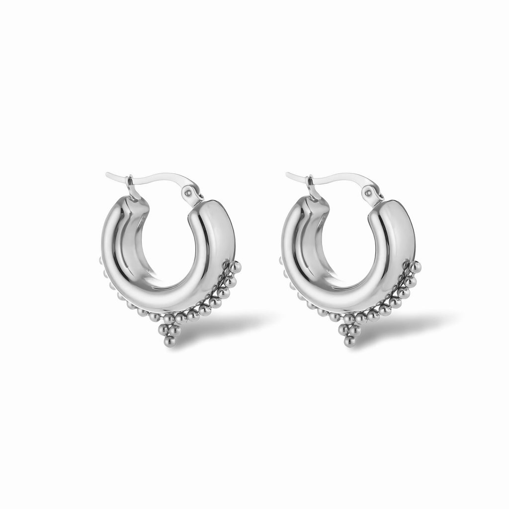 Chunky Bali Hoops Earrings zilver 
