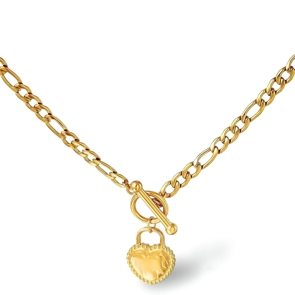 kwalitatieve stainless steel ketting met een hartjes bedel goud