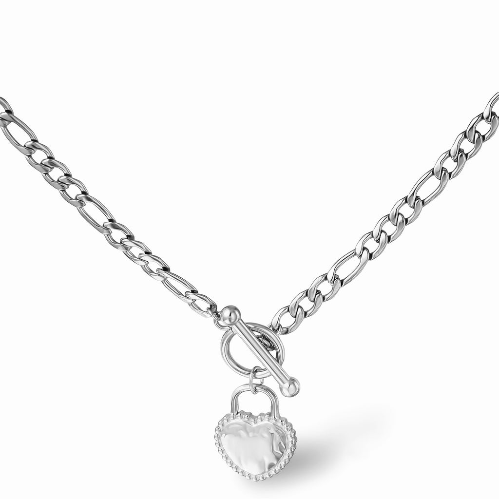 kwalitatieve stainless steel ketting met hartjes bedel zilver