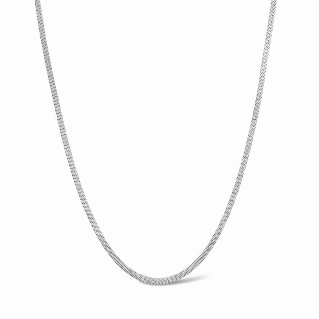Platte ketting zilver stainless steel