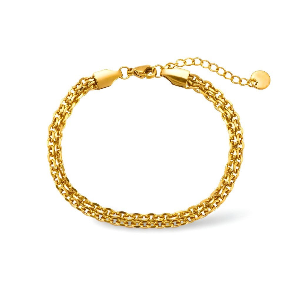 goudkleurige chain armband van stainless steel waterproof