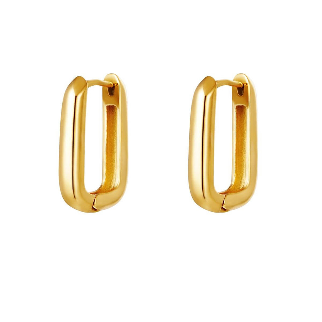 stainless steel vierkante oorringen goud