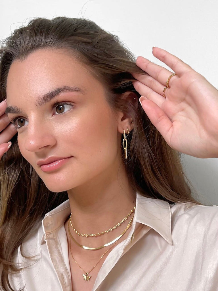 Zirconia Chain Earrings Earrings wn-der 
